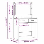 vidaXL Coiffeuse chêne artisanal 78.5 x 41 x 135 cm Bois d'ingénierie