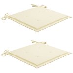 vidaXL Chaises de jardin lot de 2 et coussins crème Bois teck massif