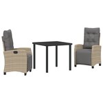 vidaXL Set de Salle à Manger de Jardin 3 Pièces Beige Rattan Poly