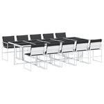 vidaXL Ensemble à manger de jardin avec coussins 11Pièces blanc textilène