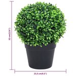 vidaXL Plantes de buis artificiel 2 Pièces avec pots Boule Vert 32 cm