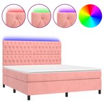 vidaXL Sommier à lattes de lit matelas et LED Rose 180x200 cm Velours
