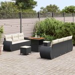 vidaXL Ensemble de canapé de jardin 10 Pièces Noir et Crème polyrotin