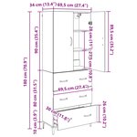 vidaXL Haut Armoire Chêne noir 69 5 x 34 x 180 cm Bois d'ingénierie