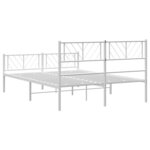 vidaXL Cadre de lit métal avec tête de lit/pied de lit blanc 135x190cm
