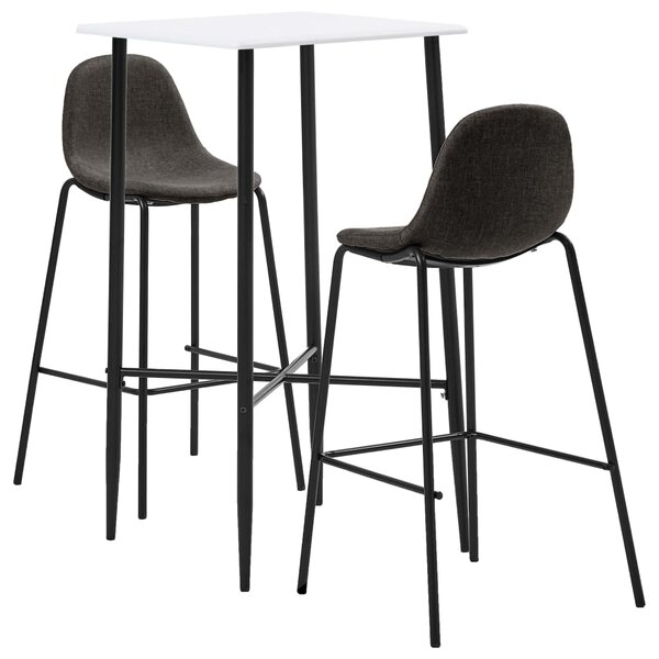 vidaXL Ensemble de bar 3 Pièces Tissu Gris foncé