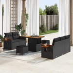 vidaXL Ensemble de canapé de jardin 8 Pièces Noir polyrotin