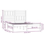 vidaXL Cadre de lit Gris 135x190 cm Bois de pin massif Double