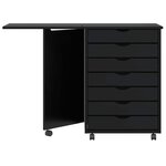 vidaXL Armoire roulante avec bureau MOSS noir bois de pin solide