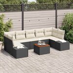 vidaXL Ensemble de canapé de jardin 8 Pièces Noir et blanc