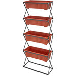Tectake Jardinière verticale avec 4 bacs à fleurs