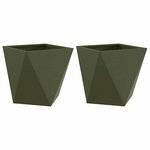 vidaXL Jardinière 2 Pièces Vert olive 50 x 50 x 50 cm Acier