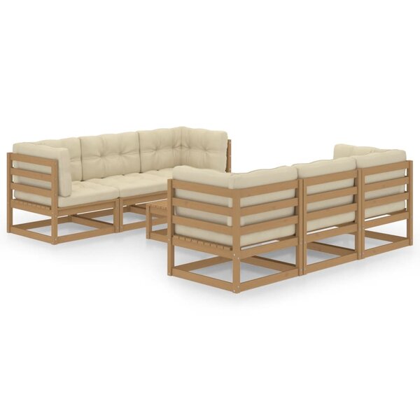 vidaXL Salon de jardin 7 Pièces avec coussins Bois de pin massif