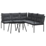 vidaXL Ensemble de canapés de jardin et coussins noir acier textilène