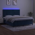 vidaXL Sommier à lattes de lit matelas et LED Bleu foncé 180x200 cm