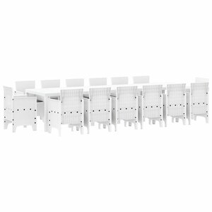 vidaXL Ensemble de salle à manger pour jardin 15 pc Blanc Rattan Polt