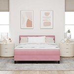 vidaXL Lit à ressort LED avec matelas Rose 160 x 200 cm Velours