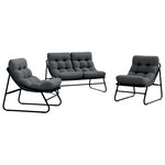 vidaXL Mobilier de jardin 3 Pièces Noir 110 x 81 x 71cm Métal