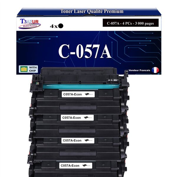 T3AZUR -4x Toners compatibles avec Canon 057 (3009C002) pour Canon i-Sensys LBP223dw  LBP226dw  LBP228x  LBP233dw  LBP236dw