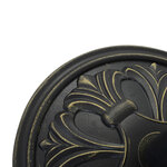 Pied de parasol rond base de lestage Ø 48 x 34H cm ciment HDPE motif fleurs de lys poids net 13 Kg noir doré