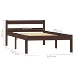 vidaXL Cadre de lit Marron foncé Bois de pin massif 100 x 200 cm