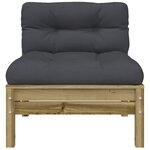 vidaXL Canapé de jardin sans accoudoirs et coussins bois pin imprégné