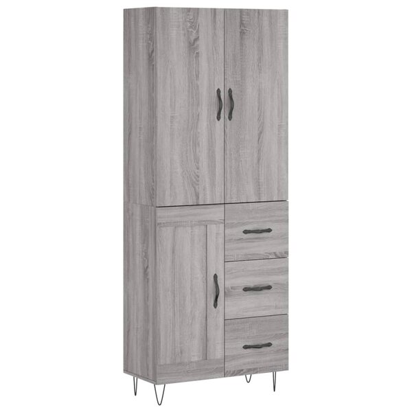 vidaXL Buffet haut Sonoma gris 69 5x34x180 cm Bois d'ingénierie