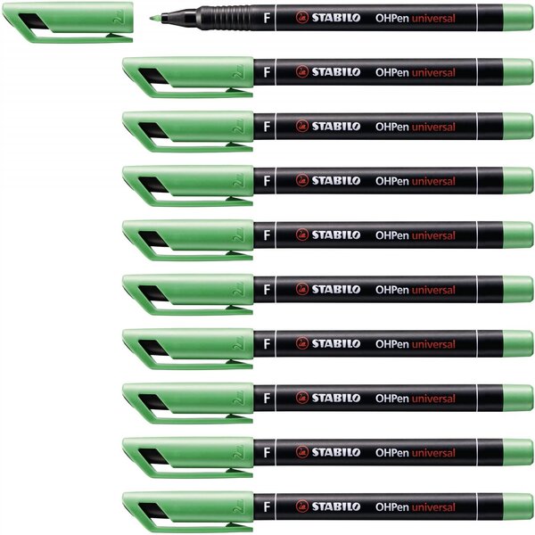 Feutre pour Transparent OHPen Permanent Pointe fine Vert x 10 STABILO