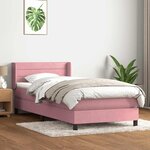 vidaXL Sommier à lattes de lit avec matelas rose 90x210 cm velours
