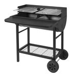 Barbecue charbon de bois 2 grilles alabama noir acier inoxydable