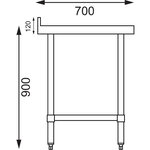 Table inox professionnelle avec dosseret - gamme 700 - vogue -  - acier inoxydable900x700 600x700x900mm