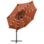 vidaXL Parasol déporté avec mât et lumières LED Terre cuite 300 cm