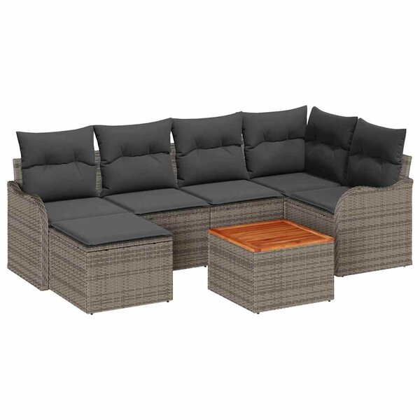 vidaXL Ensemble de canapé de jardin 7 Pièces Gris Poly rotin