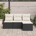 vidaXL Ensemble de canapé de jardin 4 Pièces Noir Poly rotin