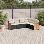vidaXL Salon de jardin 6 Pièces avec coussins noir résine tressée