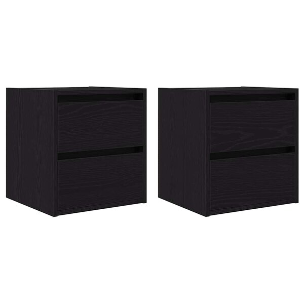 vidaXL Tables de chevet murales 2 Pièces chêne noir 38x34x40 cm
