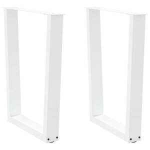 vidaXL Pieds de table à manger en forme de V 2 pièces blanc 60 x (72-73 3) cm acier