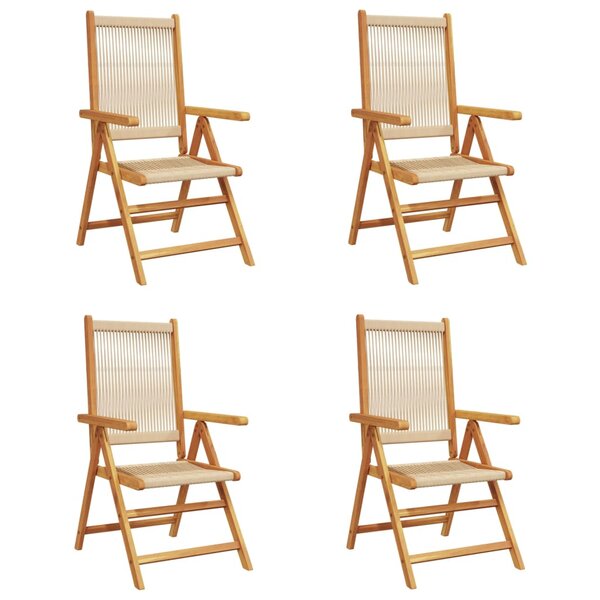 vidaXL Chaises inclinables de jardin lot de 4 beige bois massif acacia