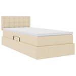 vidaXL Lit avec rangement et LED avec matelas Crème 100 x 200 cm tissu