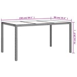 vidaXL Table de jardin 150x90x75 cm Verre trempé/résine tressée Marron