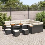 vidaXL Ensemble de canapé de jardin 13 Pièces Noir Poly Rattan