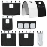 vidaXL Lit mezzanine enfants et tunnel blanc/noir 90x200 cm pin massif