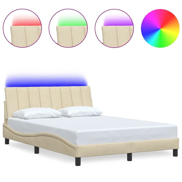 vidaXL Cadre de lit sans matelas crème 140x200 cm tissu