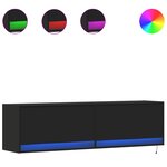 vidaXL Meuble TV mural avec lumières LED noir 140x31x38 cm