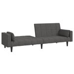 vidaXL Canapé-lit à 2 places avec deux oreillers Gris foncé Tissu