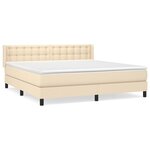 vidaXL Sommier à lattes de lit avec matelas Crème 160x200 cm Tissu