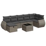 vidaXL Salon de jardin 8 Pièces avec coussins gris résine tressée