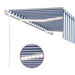 vidaXL Auvent automatique store capteur de vent/LED 5x3m Bleu et blanc