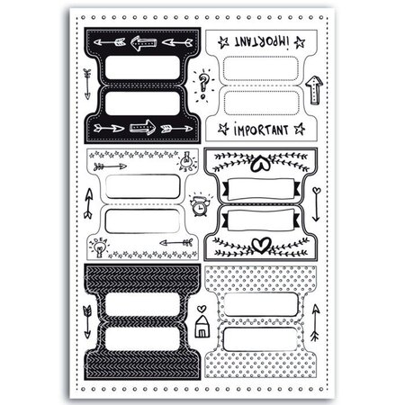 24 onglets cartonnés pour Bullet Journal - noir & blanc