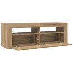 vidaXL Meuble TV avec lumières LED chêne artisanal bois d'ingénierie